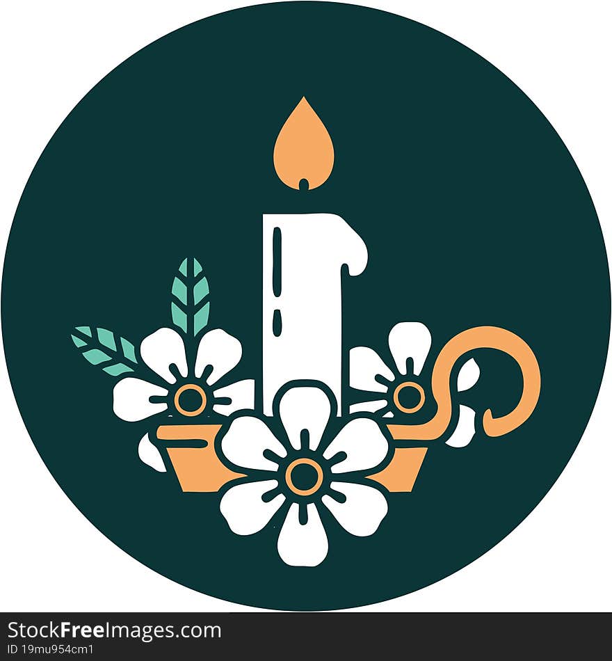 tattoo style icon of a candle holder