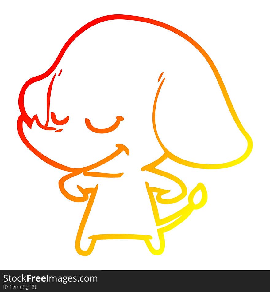 warm gradient line drawing cartoon smiling elephant