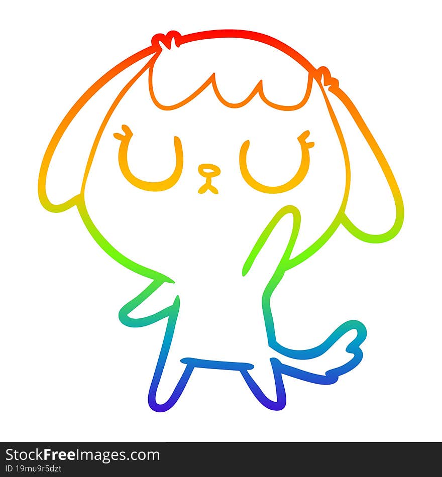 rainbow gradient line drawing of a cute cartoon dog