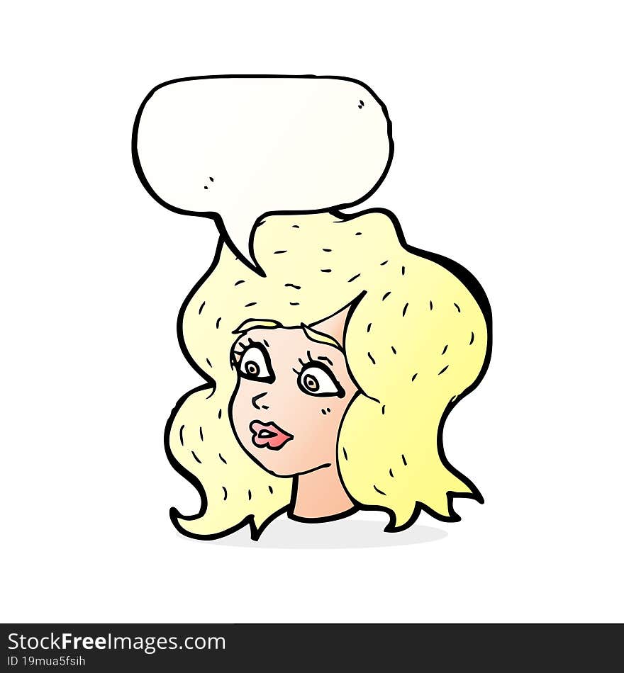 Cartoon Woman Looking Concerned With Speech Bubble