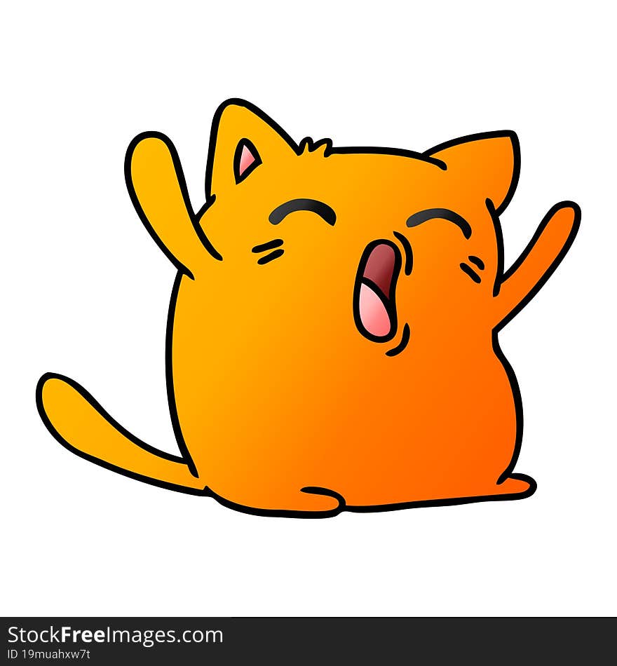 gradient cartoon of cute kawaii cat