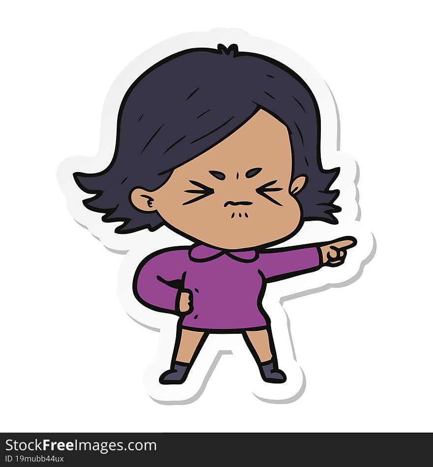 Sticker Of A Cartoon Angry Woman