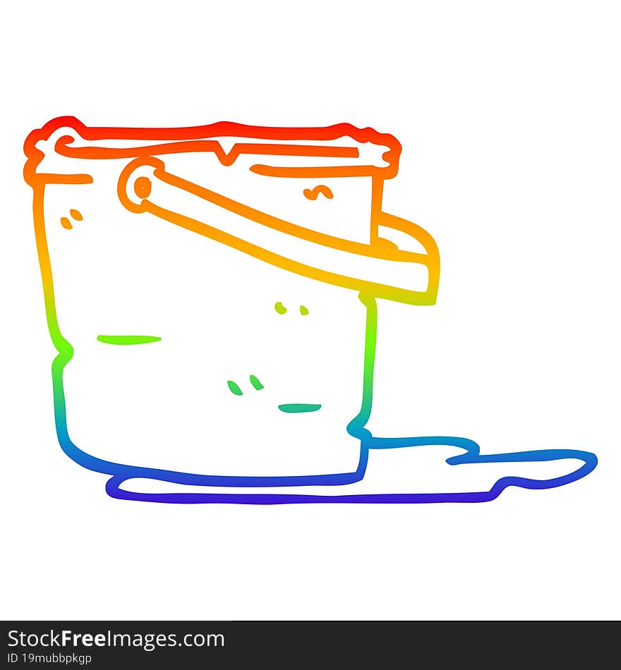 rainbow gradient line drawing cartoon bucket