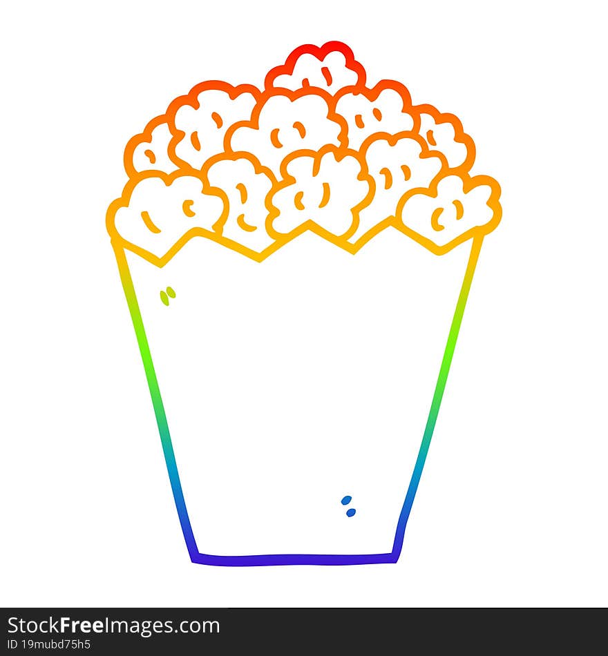 Rainbow Gradient Line Drawing Cartoon Cinema Popcorn