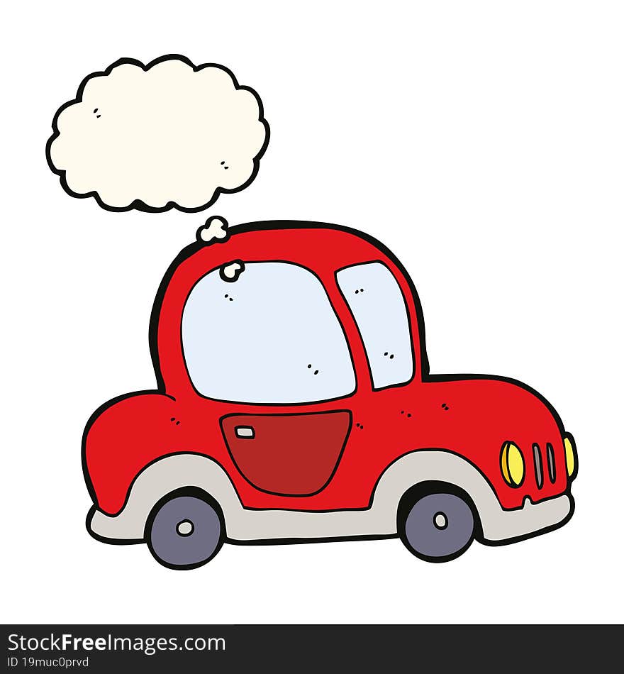 cartoon car with thought bubble