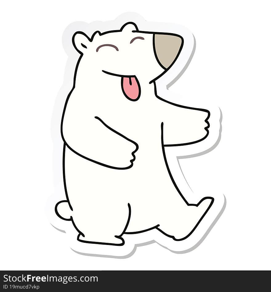 sticker of a quirky hand drawn cartoon polar bear