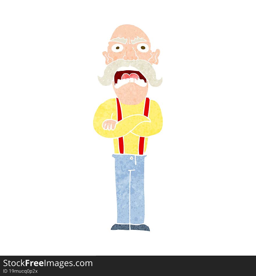 Cartoon Shocked Old Man