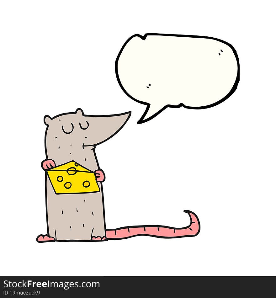 Speech Bubble Cartoon Mouse With Cheese