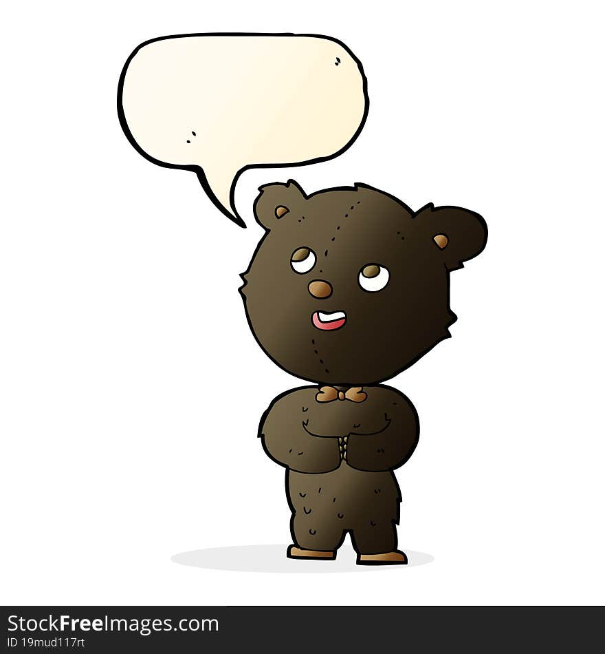 cartoon cute teddy bear with speech bubble