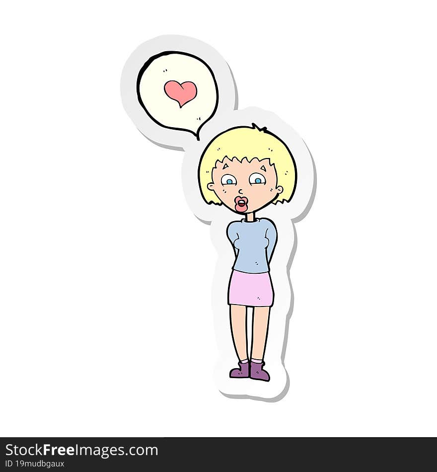 Sticker Of A Cartoon Woman In Love