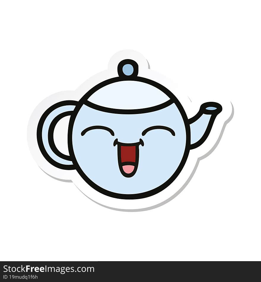 sticker of a cute cartoon happy teapot