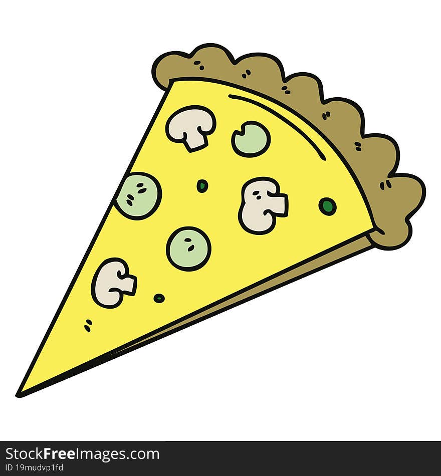 quirky hand drawn cartoon slice of pizza