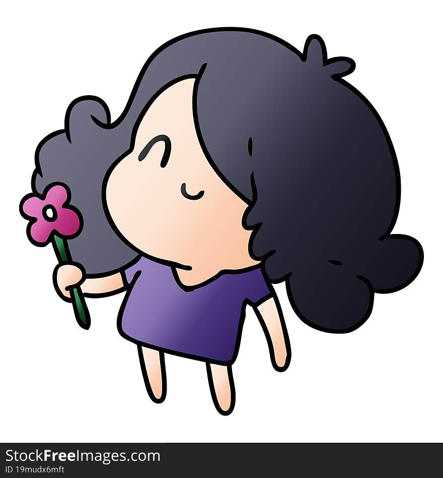 gradient cartoon illustration of a cute kawaii girl. gradient cartoon illustration of a cute kawaii girl