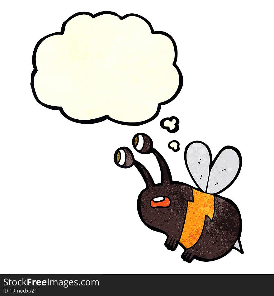 cartoon frightened bee with thought bubble