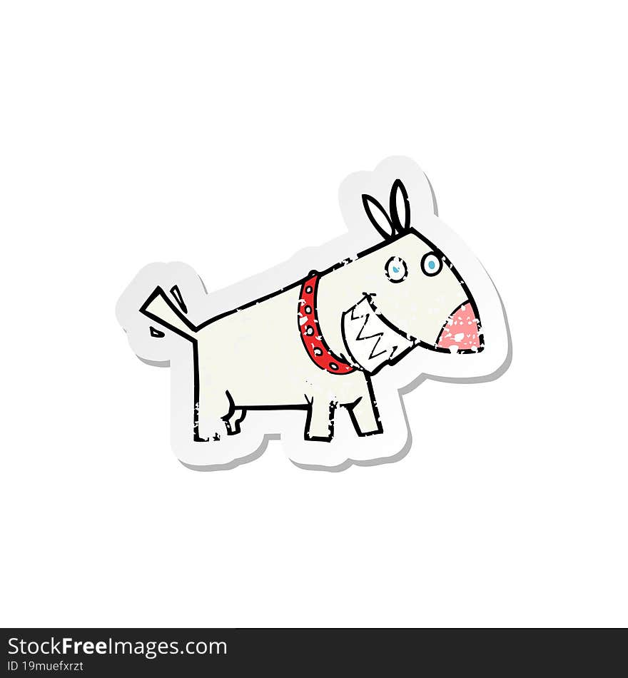 Retro Distressed Sticker Of A Cartoon Dog