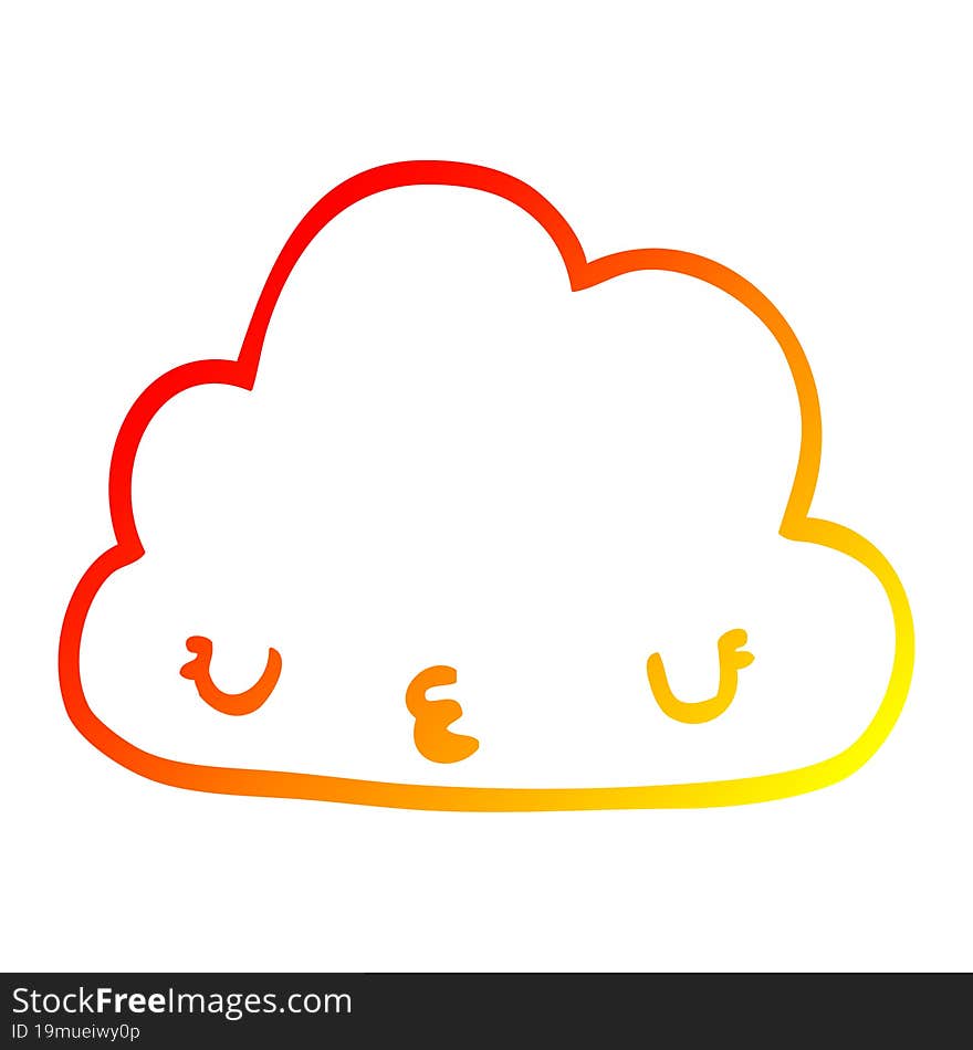 warm gradient line drawing cute cartoon cloud