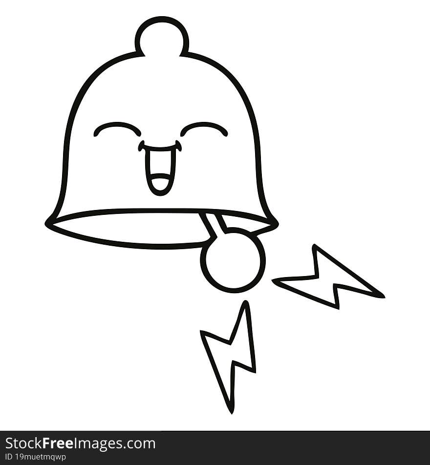 line drawing cartoon of a ringing bell