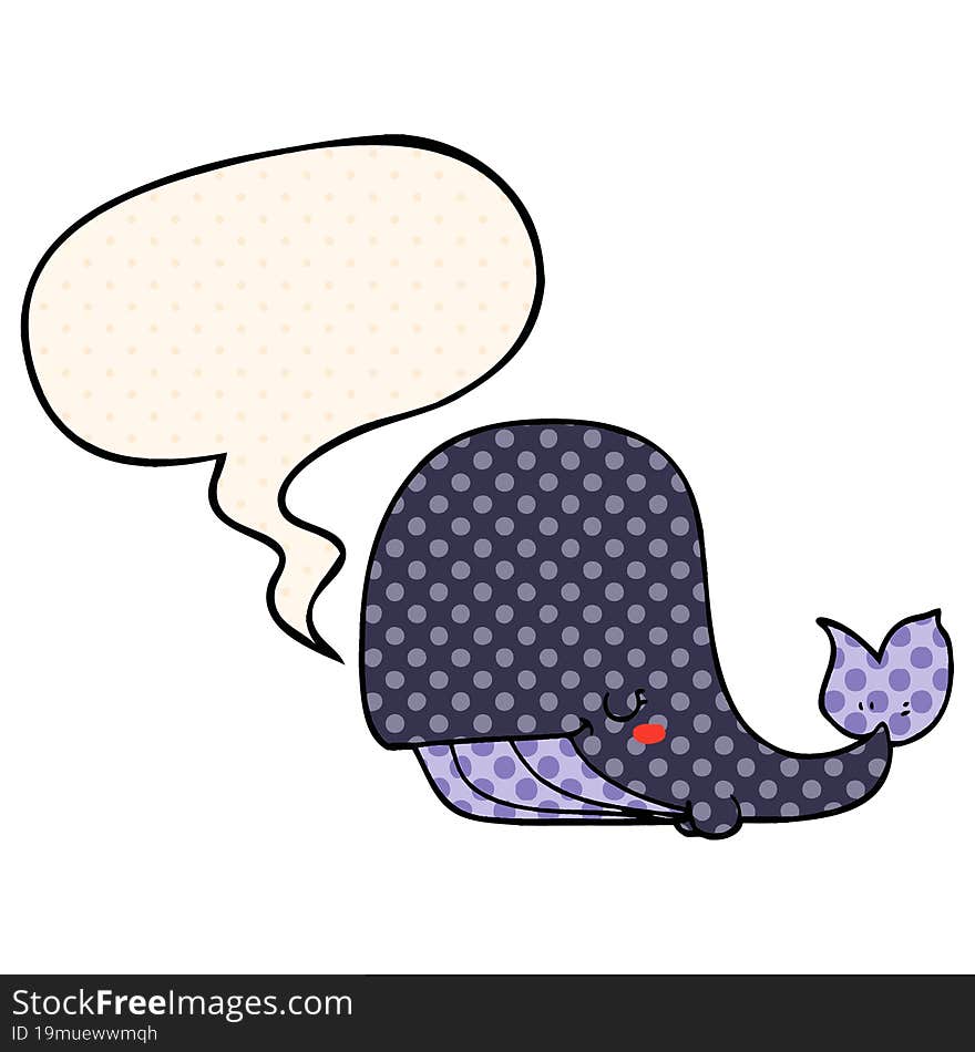 cartoon whale and speech bubble in comic book style