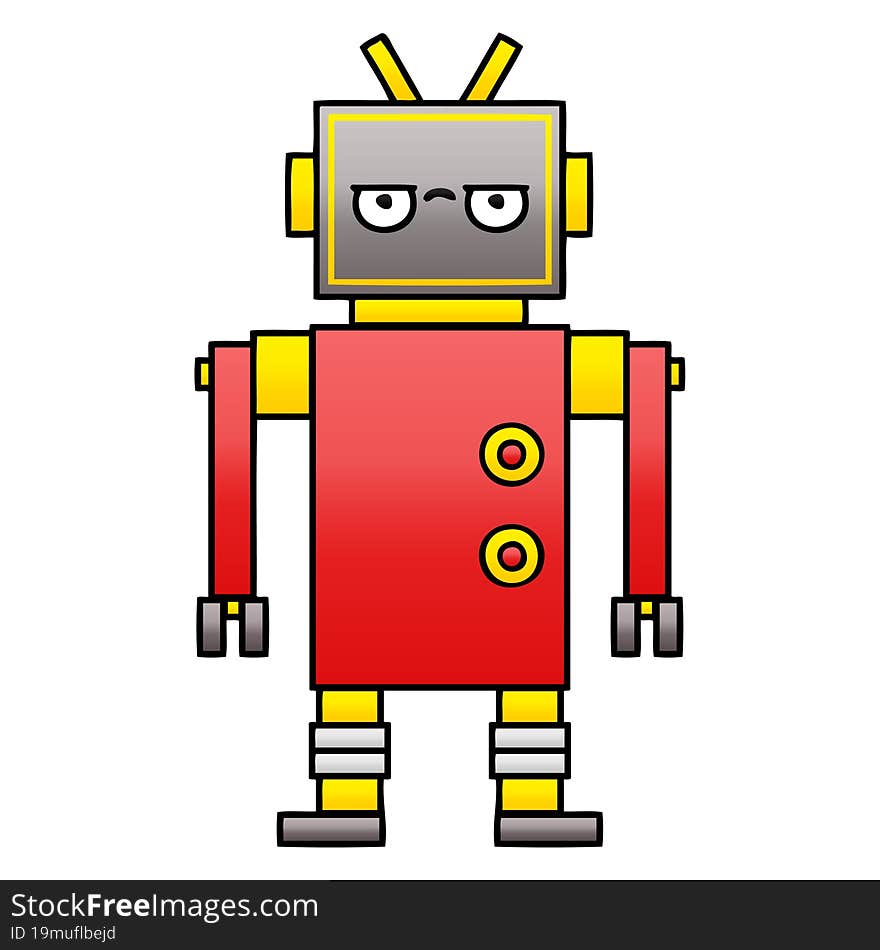 Gradient Shaded Cartoon Annoyed Robot