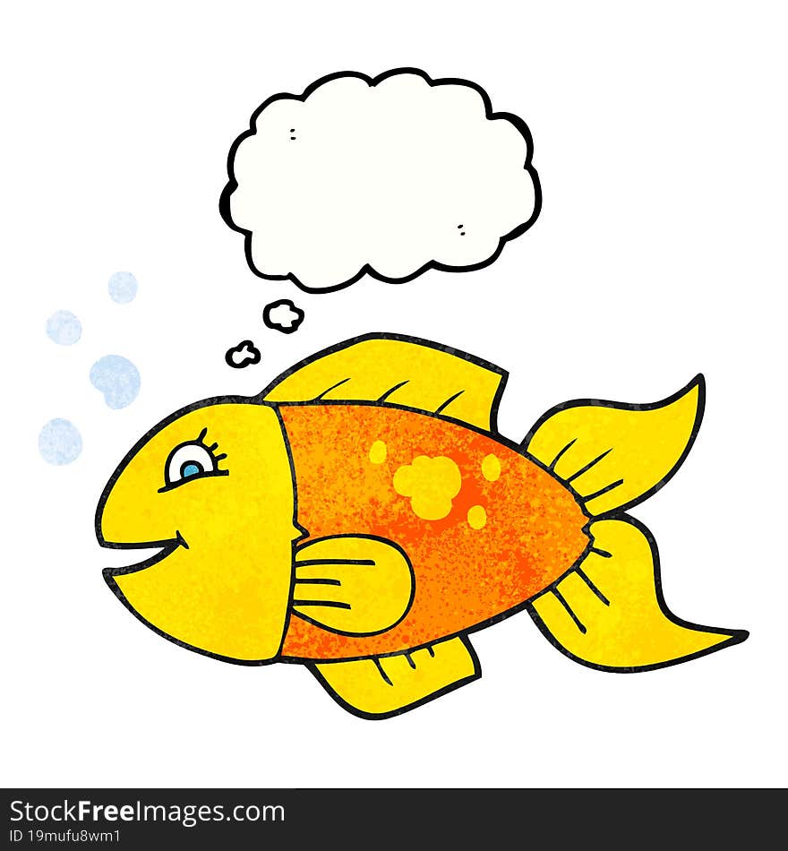 thought bubble textured cartoon fish