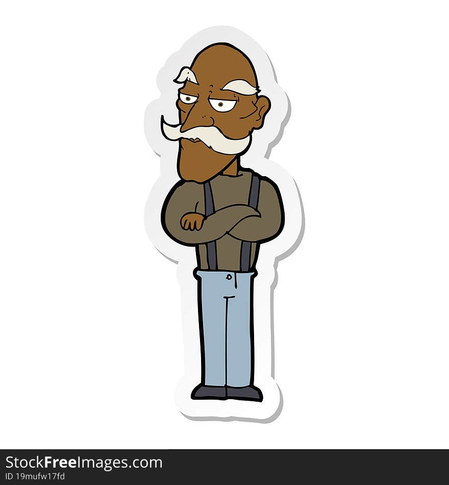 sticker of a cartoon bored old man