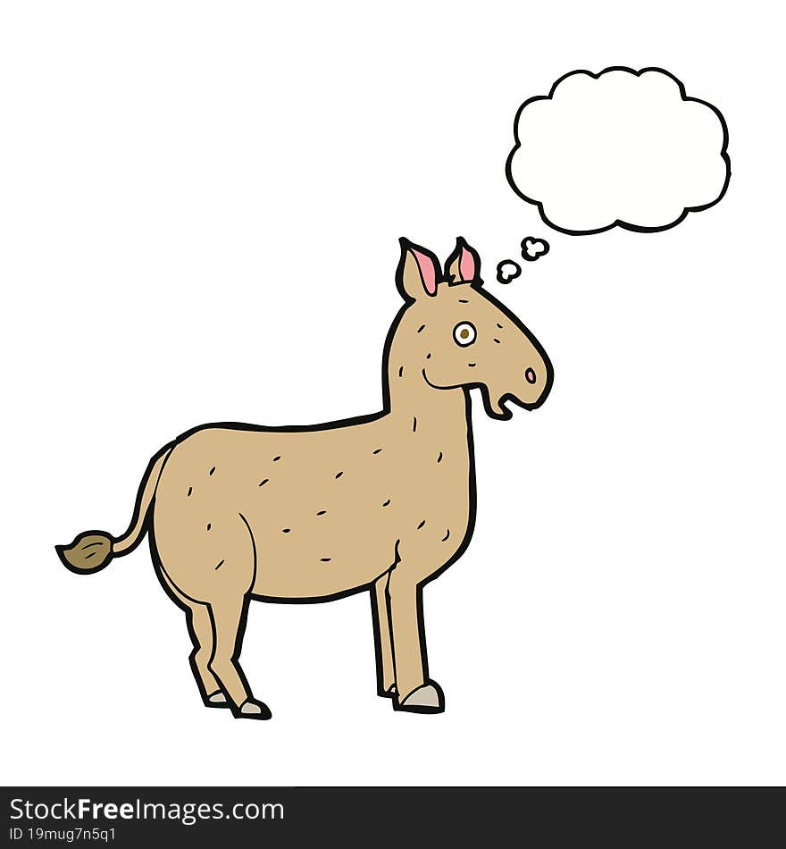 cartoon mule with thought bubble