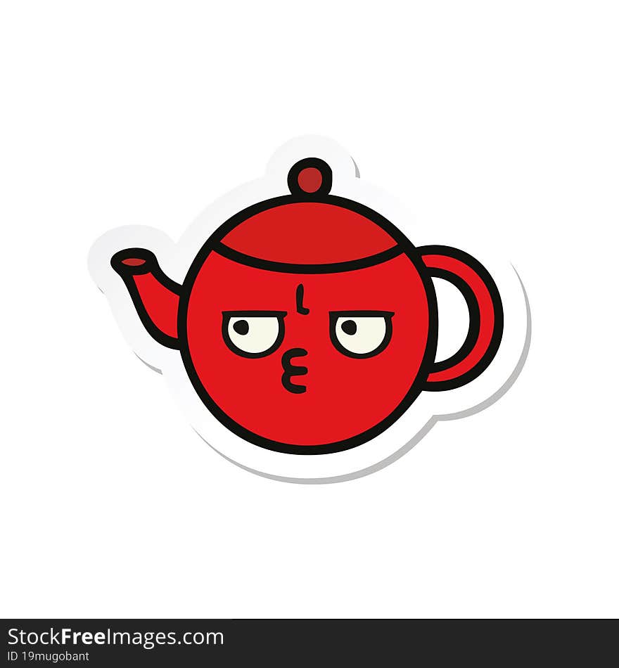 Sticker Of A Cute Cartoon Teapot