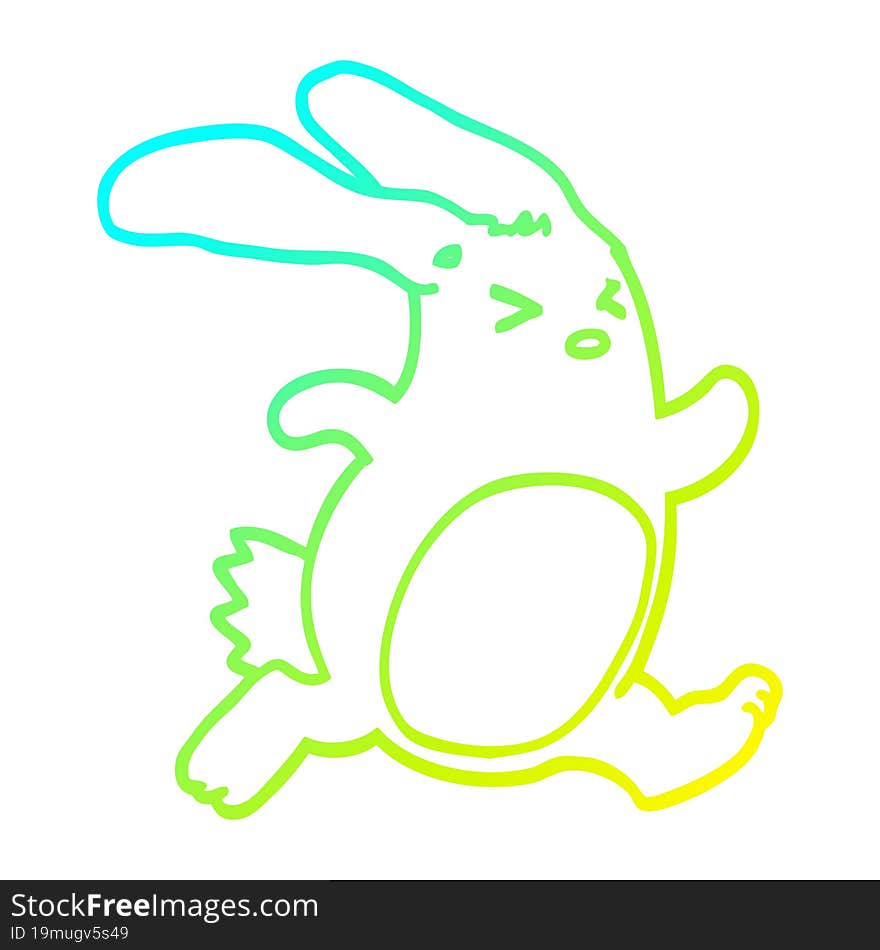 Cold Gradient Line Drawing Cartoon Rabbit