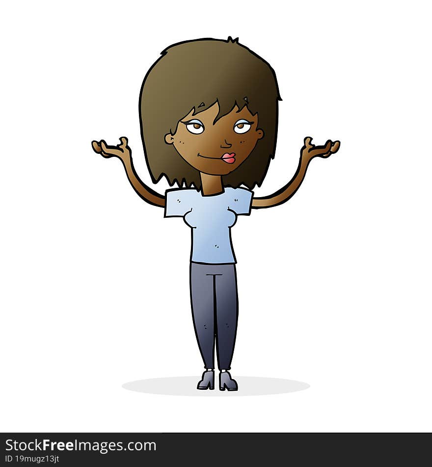 cartoon woman shrugging