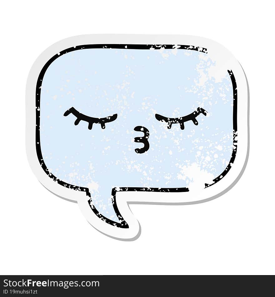 Distressed Sticker Of A Cute Cartoon Speech Bubble