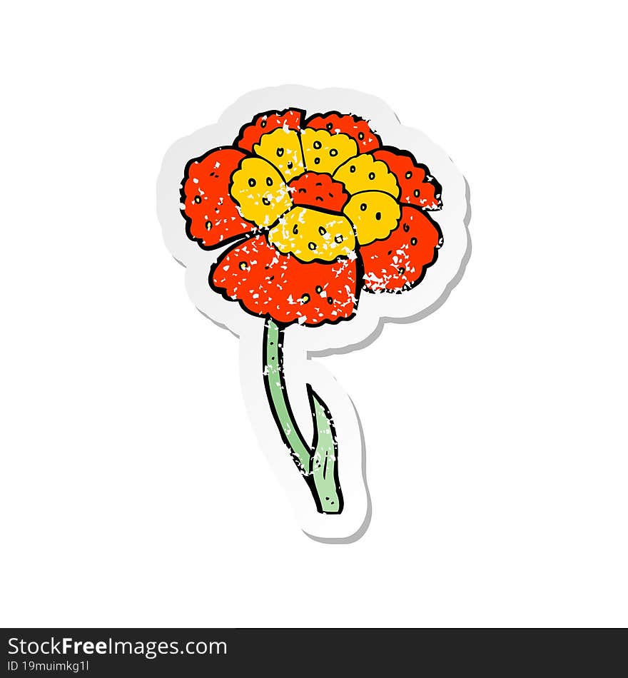 retro distressed sticker of a cartoon flower