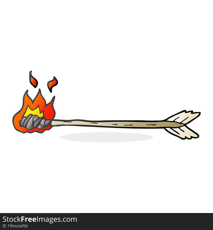 freehand drawn cartoon flaming arrow