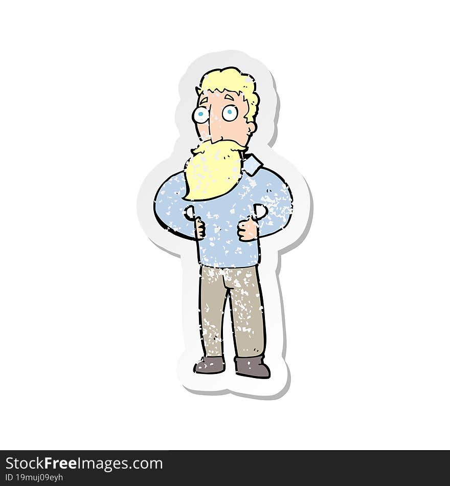 retro distressed sticker of a cartoon man with beard