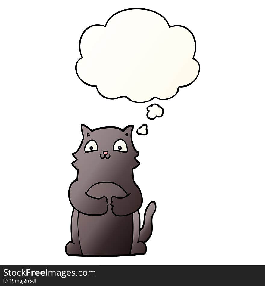 cartoon cat with thought bubble in smooth gradient style