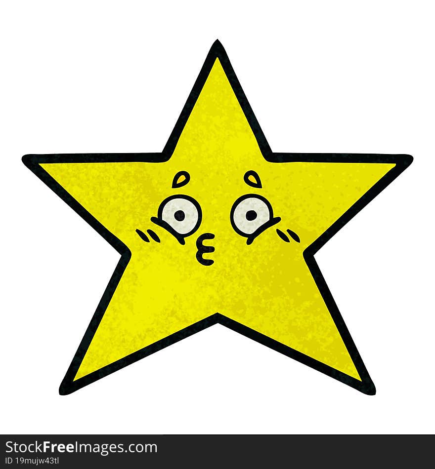 retro grunge texture cartoon of a gold star