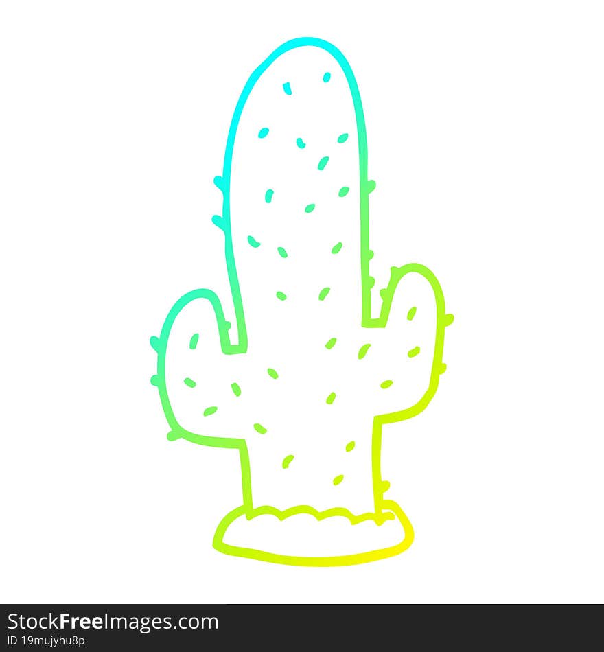 cold gradient line drawing cartoon cactus