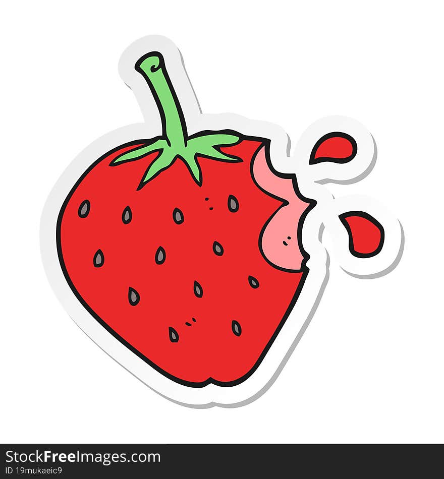 sticker of a cartoon strawberry