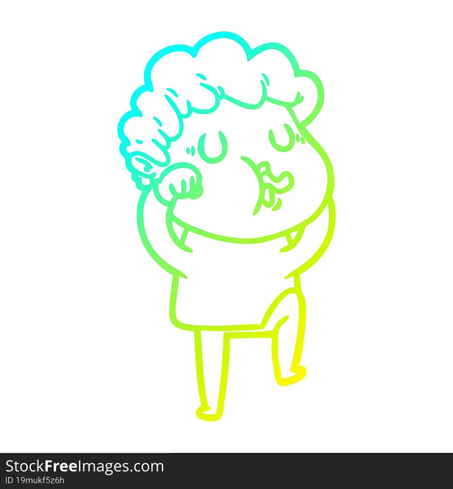 cold gradient line drawing cartoon man singing