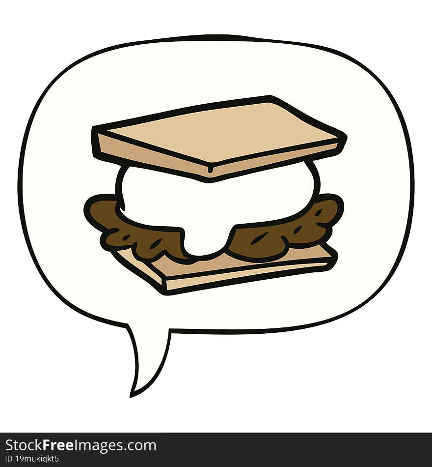 smore cartoon and speech bubble