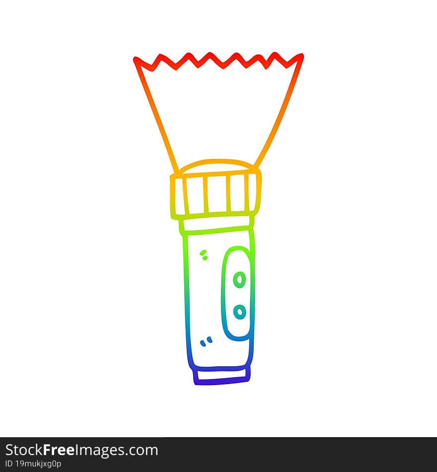 rainbow gradient line drawing of a cartoon electric torch