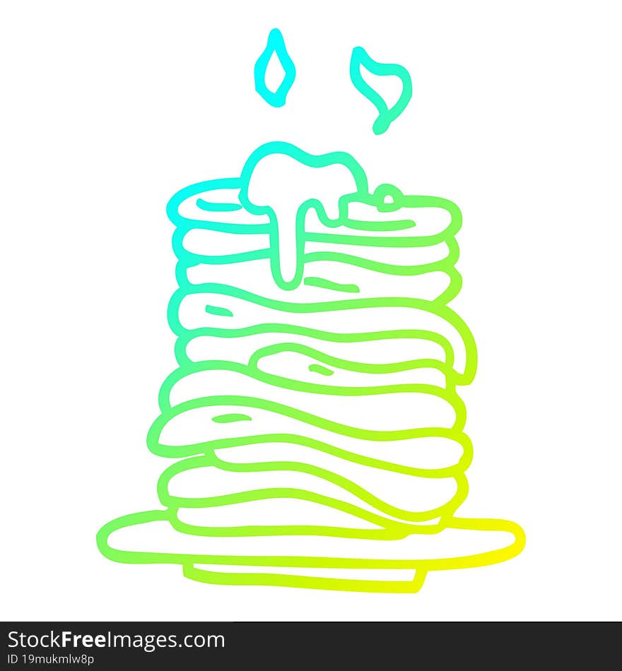 Cold Gradient Line Drawing Cartoon Stack Of Pancakes