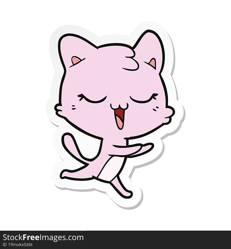 sticker of a happy cartoon cat