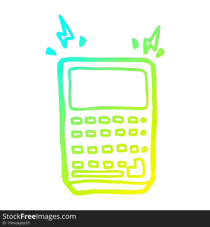 cold gradient line drawing cartoon calculator