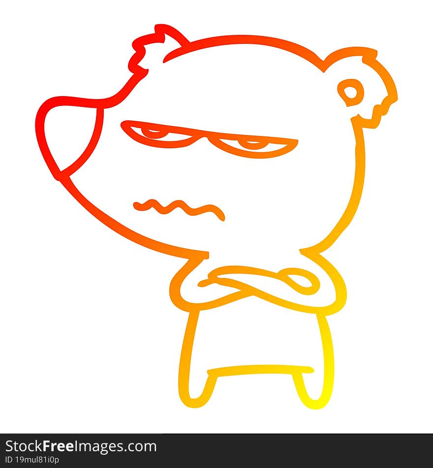 Warm Gradient Line Drawing Angry Bear Cartoon