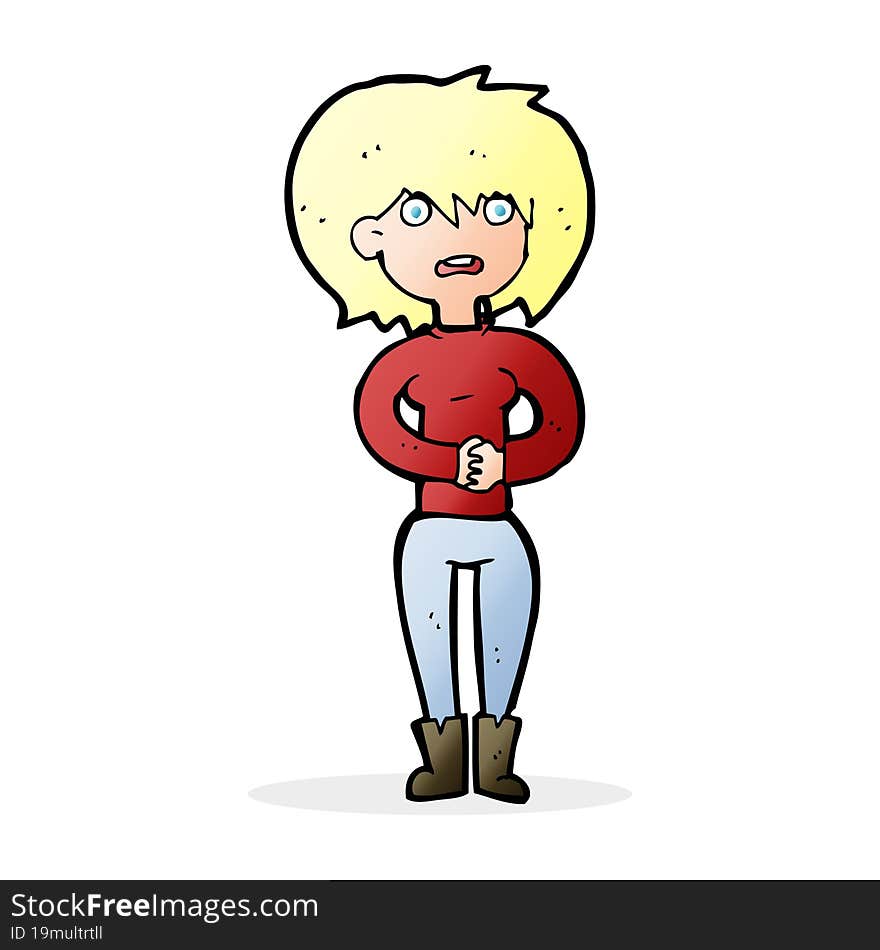 cartoon worried woman