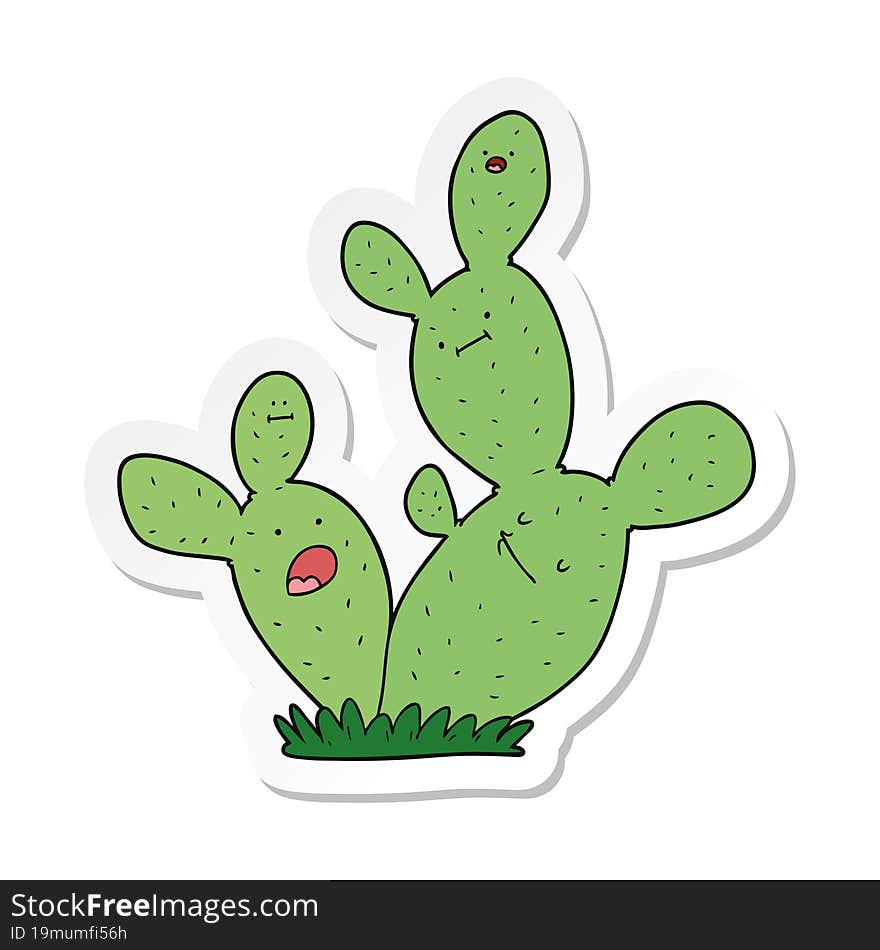 sticker of a cartoon cactus