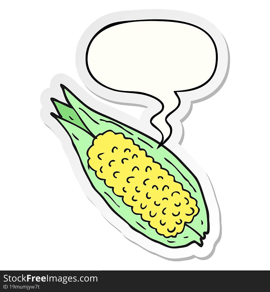 cartoon corn and speech bubble sticker