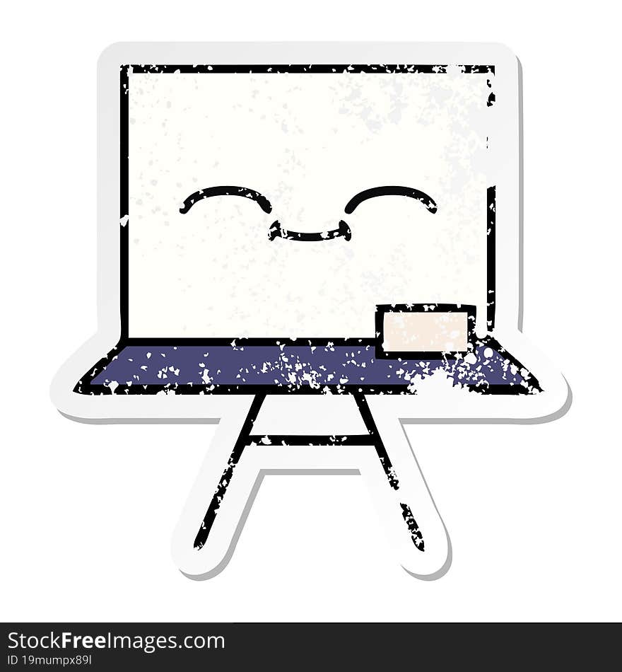 distressed sticker of a cute cartoon white board