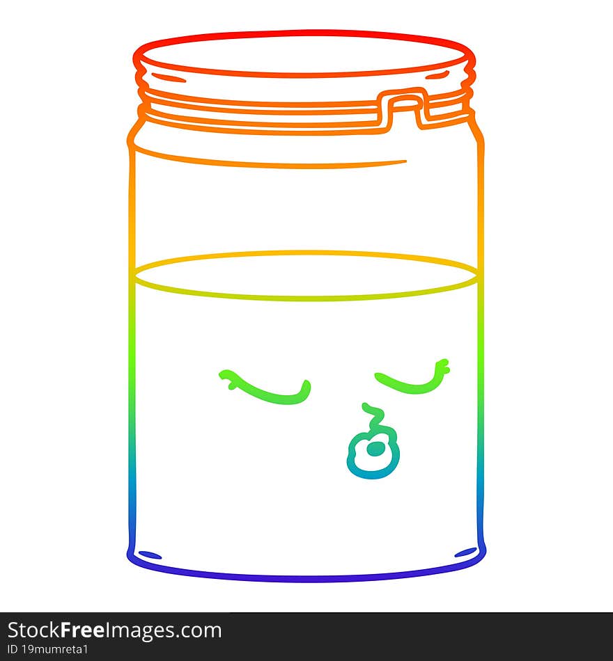 rainbow gradient line drawing of a cartoon glass jar