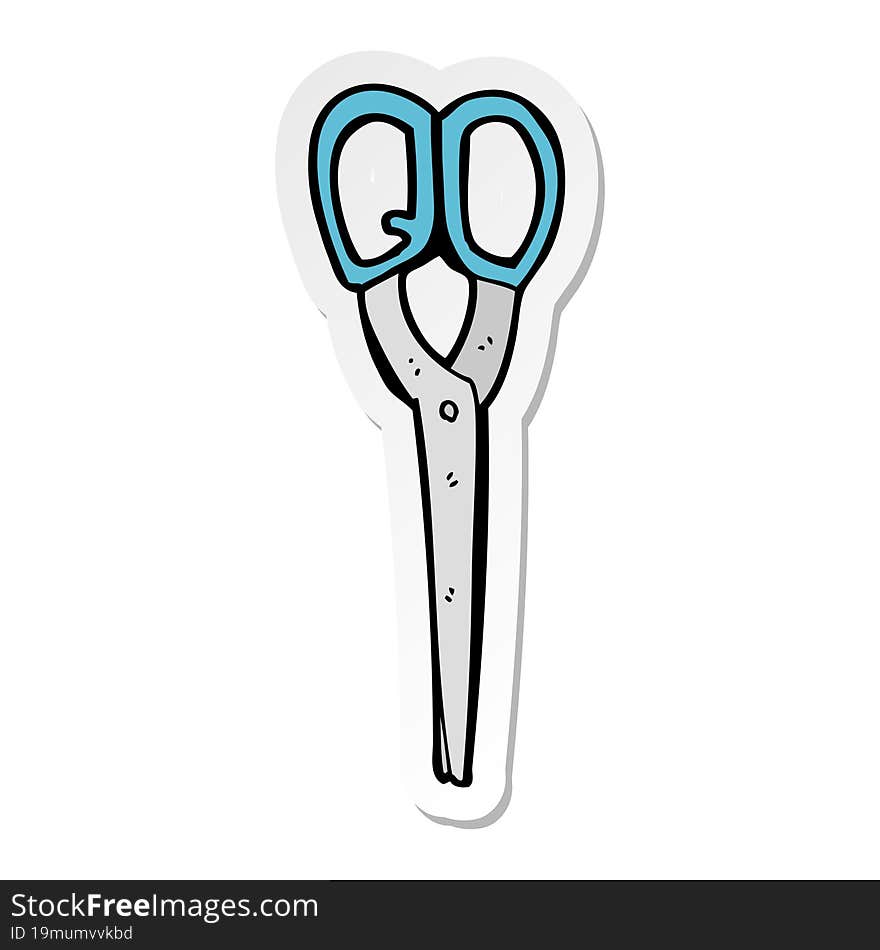 sticker of a cartoon scissors